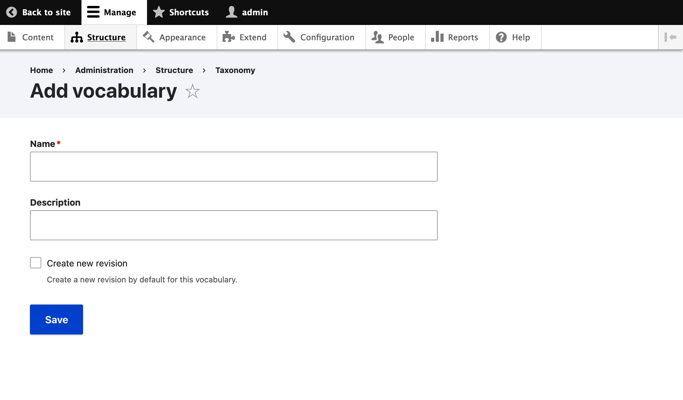 Add new Taxonomy vocabulary