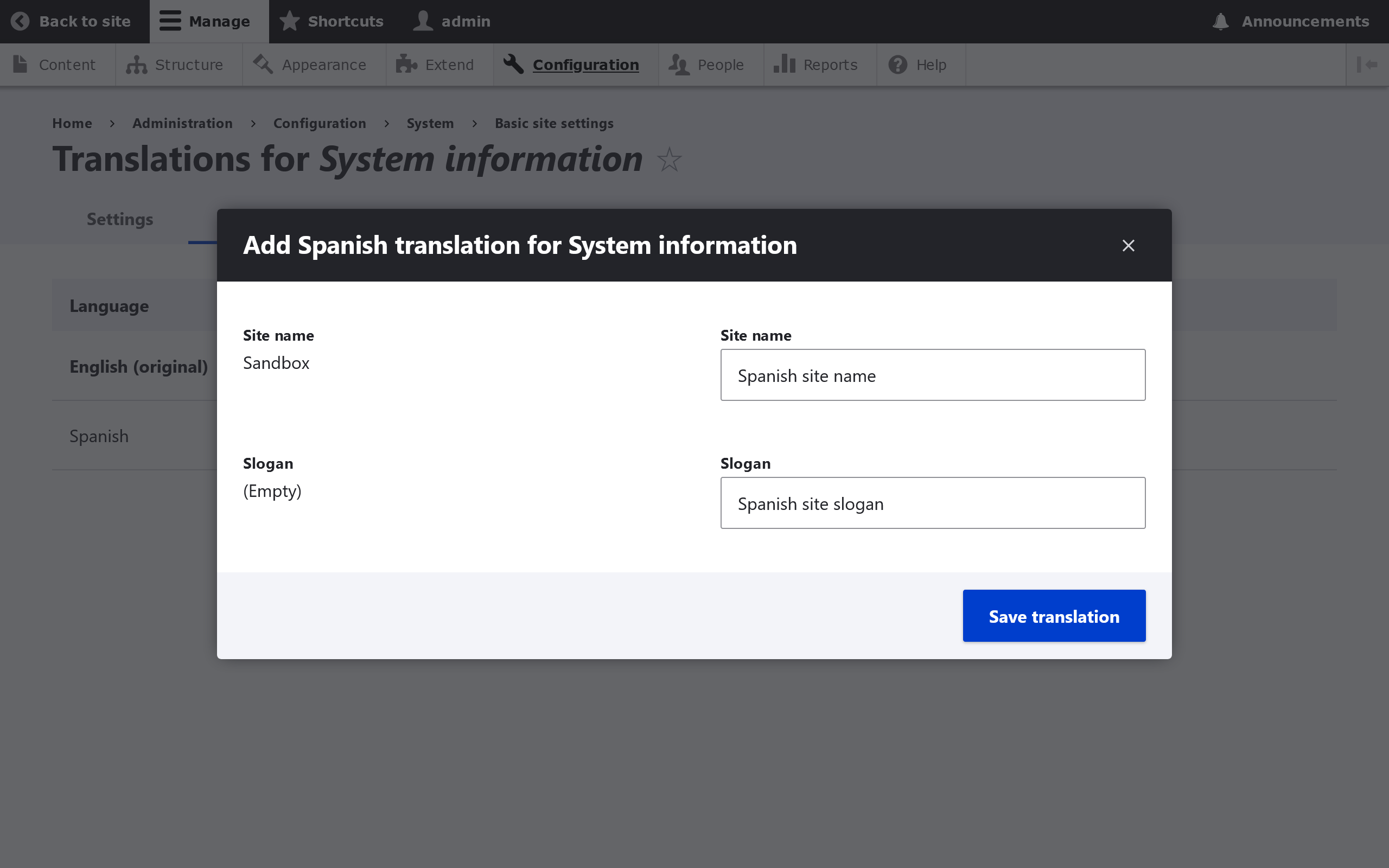 Configuration translation add Configuration translation add