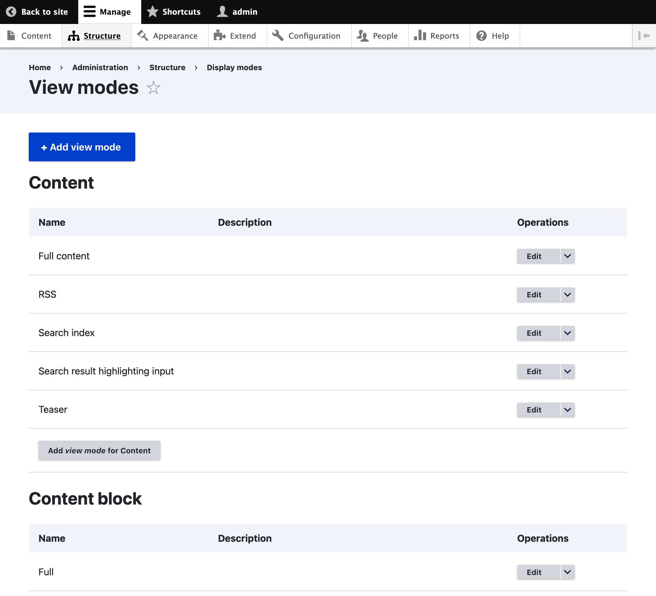 Available View Modes