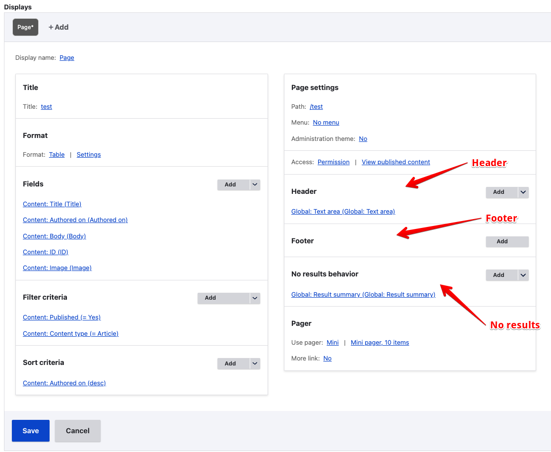 Views Header/Footer/No Results